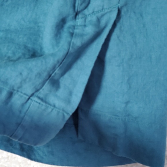 Athleta Womens Linen Wide Leg Pants Size 0 Teal‎ Cropped Beach Travel Resort - Picture 4 of 15